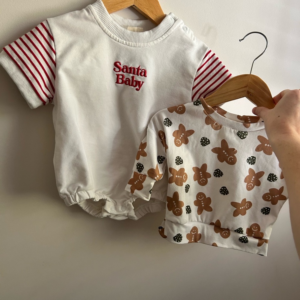 Santa Baby bubble and Gingerbread Shirt
